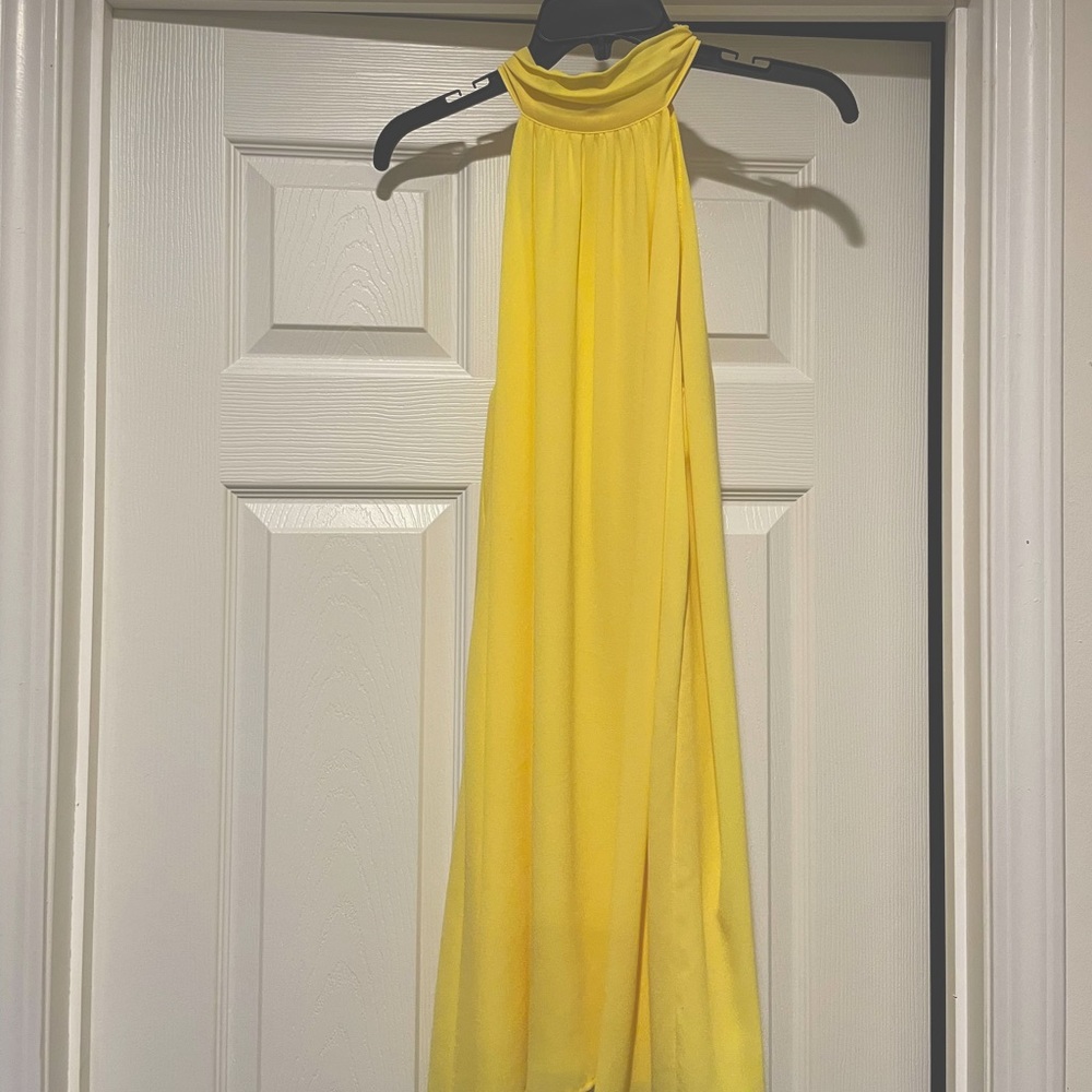 Yellow Halter Top Cocktail Dress